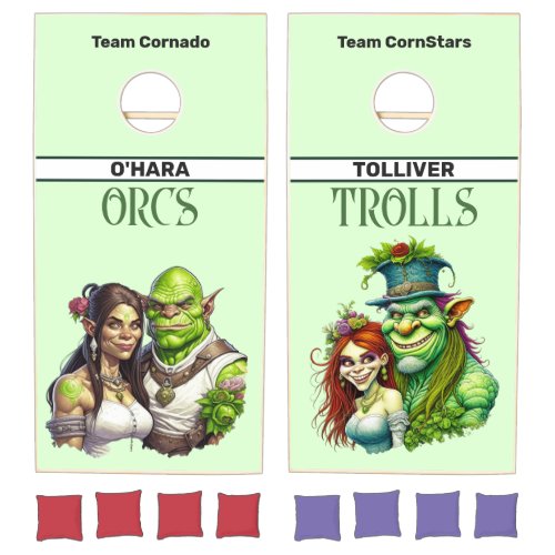 Fantasy Orc and Troll Wedding  Cornhole Set