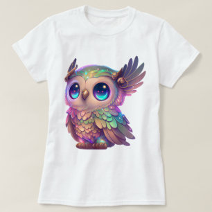 Fantasy Owl With Vibrant Feathers And Large Eyes T-Shirt