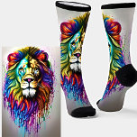 Fantasy Paint Drip Bright Rainbow Colors Lion Leo  Socks<br><div class="desc">Fantasy Paint Drip Rainbow Colors Lion Socks - - images are flipped for symmetry - - see more great sock designs in my store.</div>