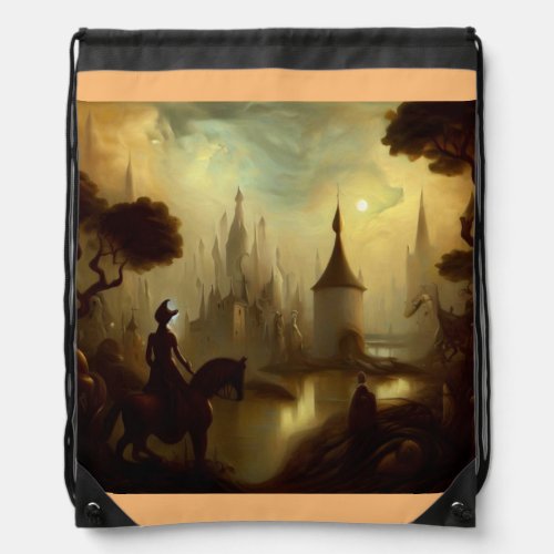 Fantasy Painting 8  _ Horseback Rider Drawstring Bag