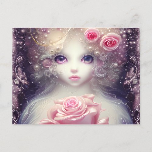 Fantasy Painting of a SciFi Fuffly Baby Cat  Postcard