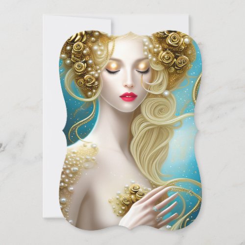 Fantasy Painting of a Sensual Female Swimming Unde Note Card