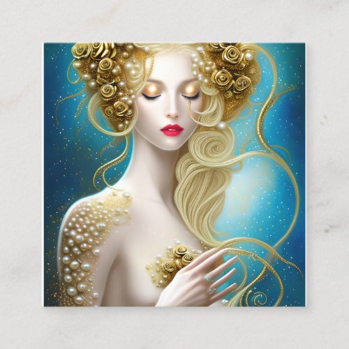 Fantasy Painting of a Sensual Female Swimming Unde Square Business Card