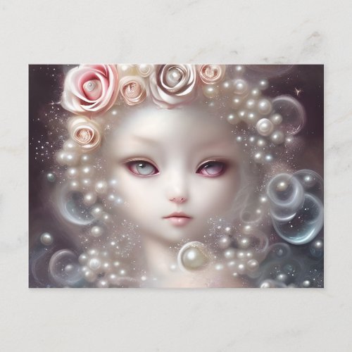 Fantasy Painting SciFi White Fuffly Baby Cat  Postcard