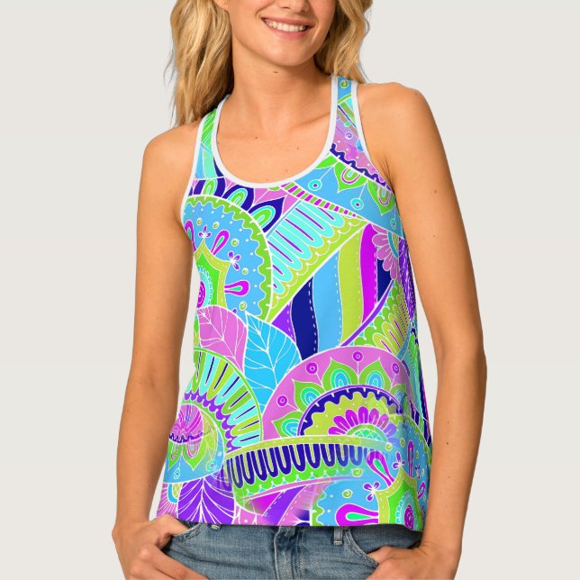 Fantasy Paisley Ornaments Seamless Pattern 1 Tank Top (Front)