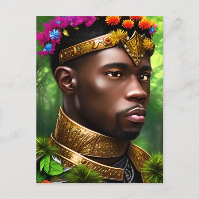 Fantasy Paladin Black Men Portrait Postcard (Front)