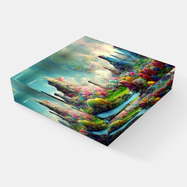 Fantasy Panoramic Landscape Paperweight (Angled)