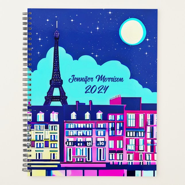 Fantasy Paris Under a Full Moon Planner (Front)