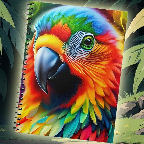 Fantasy Parrot With Colorful Rainbow Feathers Notebook