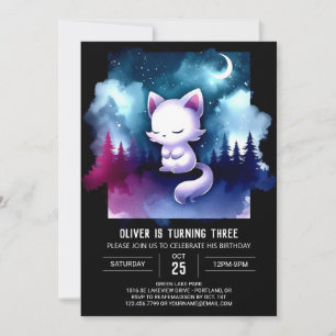 Fantasy Pastel Cat Birthday Invitation