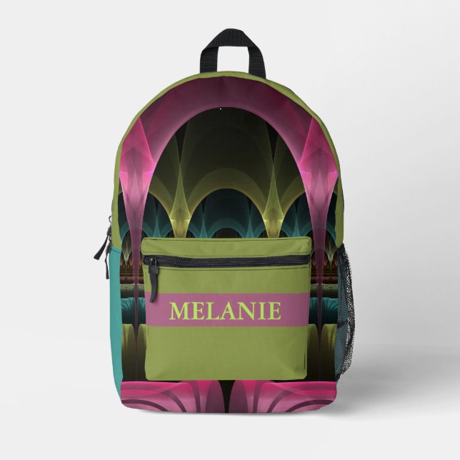 Fantasy Pattern Abstract Colorful Fractal Own Name Printed Backpack (Front)