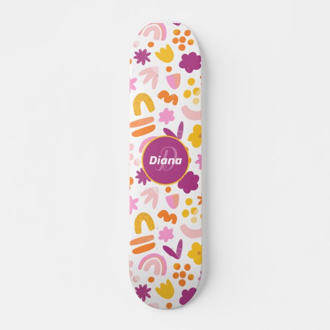 Fantasy pattern Personalized Monogram Skateboard (Front)