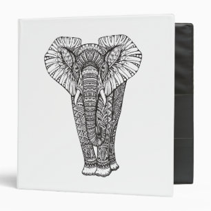 Fantasy Patterned Elephant Doodle 3 Ring Binder