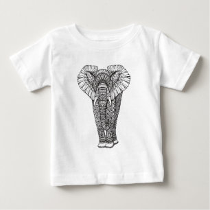 Fantasy Patterned Elephant Doodle Baby T-Shirt