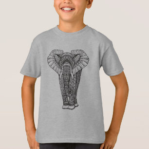 Fantasy Patterned Elephant Doodle T-Shirt