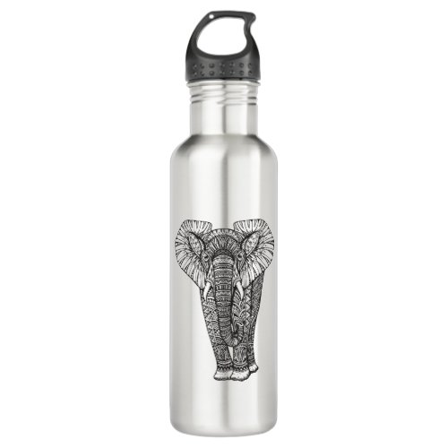 Fantasy Patterned Elephant Doodle Water Bottle