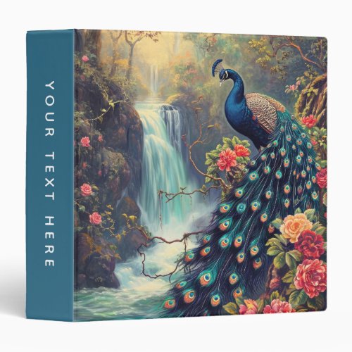 Fantasy Peacock and Waterfall 3 Ring Binder