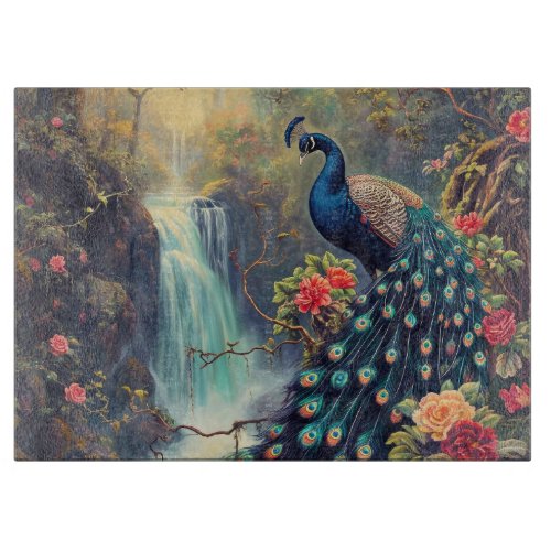 Fantasy Peacock and Waterfall Cutting Board