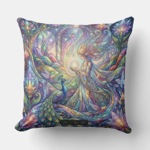 Fantasy Peacock Throw Pillow