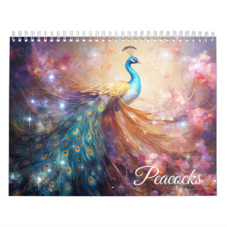 Fantasy Peacocks in Abstract Style Calendar