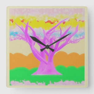 Fantasy picture parade with soft paster colors square wall clock