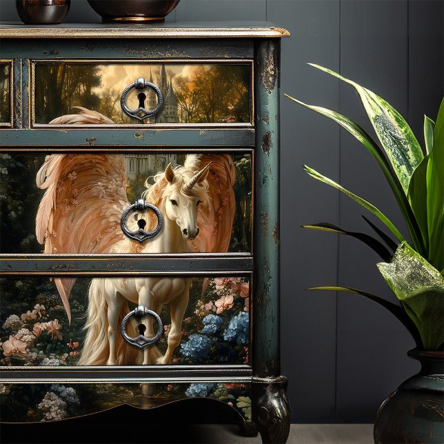 Fantasy Pink and Blue forest Unicorn Decoupage Tissue Paper (Creator Uploaded)