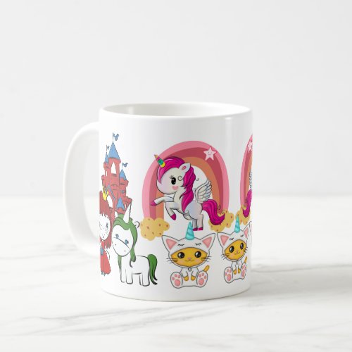Fantasy Pink Cat Unicorn Fairy Magical Coffee Mug