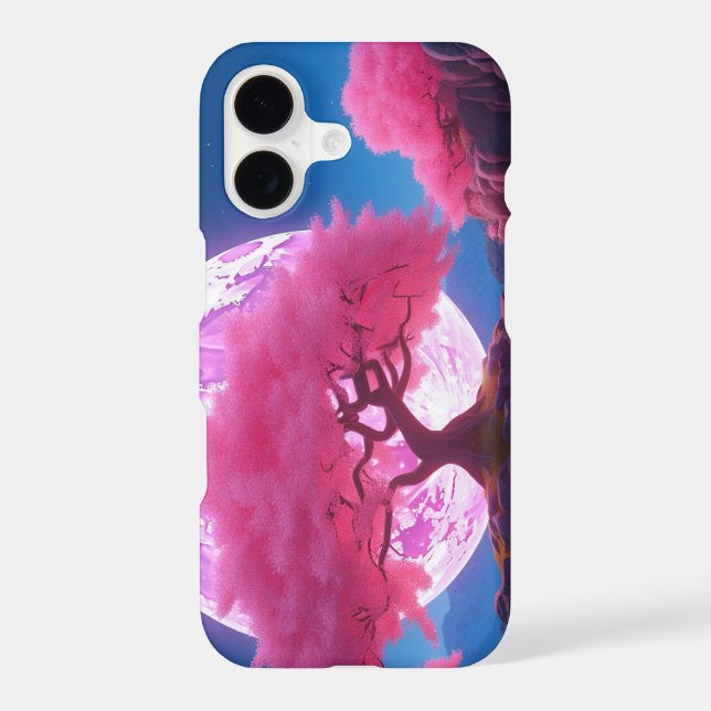 Fantasy Pink Cherry Blossom Tree Pink Moon  iPhone Case (Back)