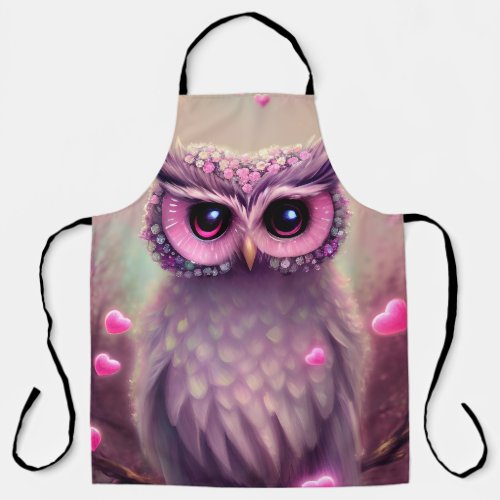 Fantasy Pink Fluffy Kawaii Owl Apron
