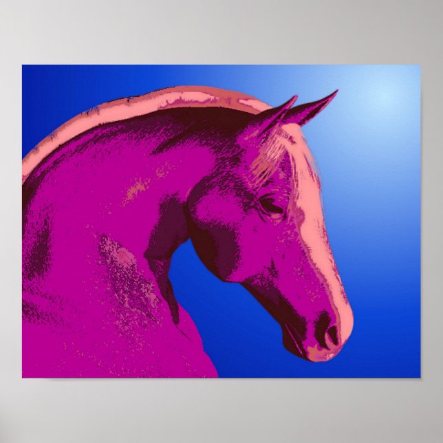 Fantasy Pink Horse Face Abstract Art Poster (Front)