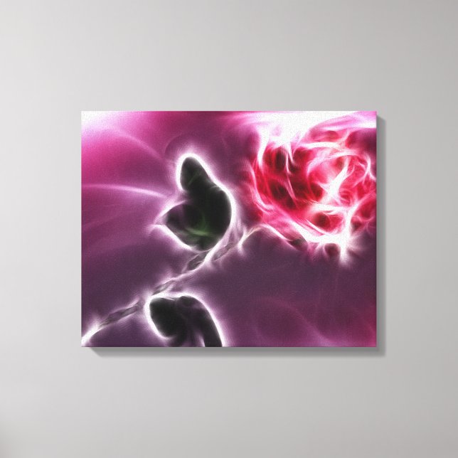 Fantasy Pink Rose Floral Wrapped Canvas Print (Front)