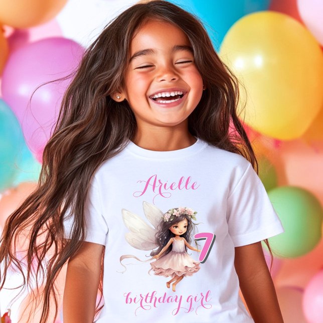 Fantasy Pink Watercolor Fairy birthday T-Shirt (Creator Uploaded)
