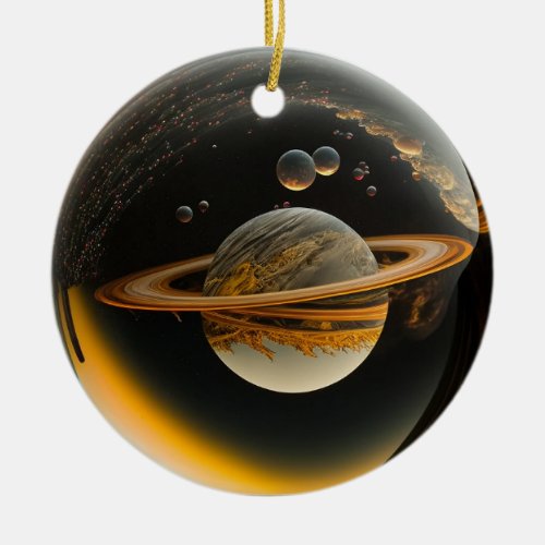 Fantasy Planet Christmas Ornament Illustrated