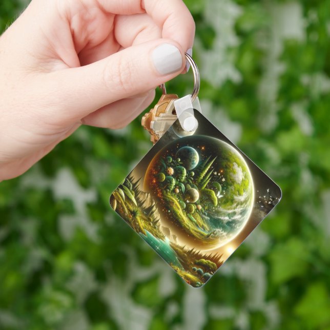 Fantasy Planet – Magical Cosmic Nature Keychain (Hand)