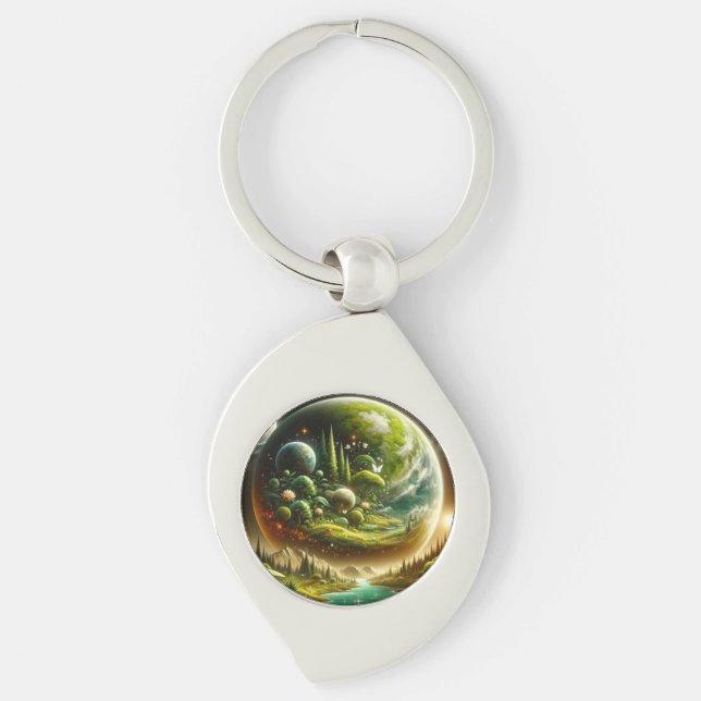 Fantasy Planet – Magical Cosmic Nature Keychain (Front)