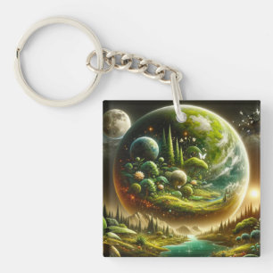Fantasy Planet – Magical Cosmic Nature Keychain