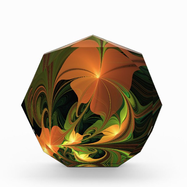 Fantasy Plant Abstract Green Rust Brown Fractal Acrylic Award (Front)