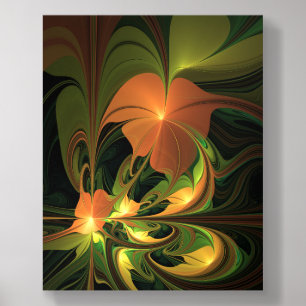Fantasy Plant Abstract Green Rust Brown Fractal Acrylic Photo Tile
