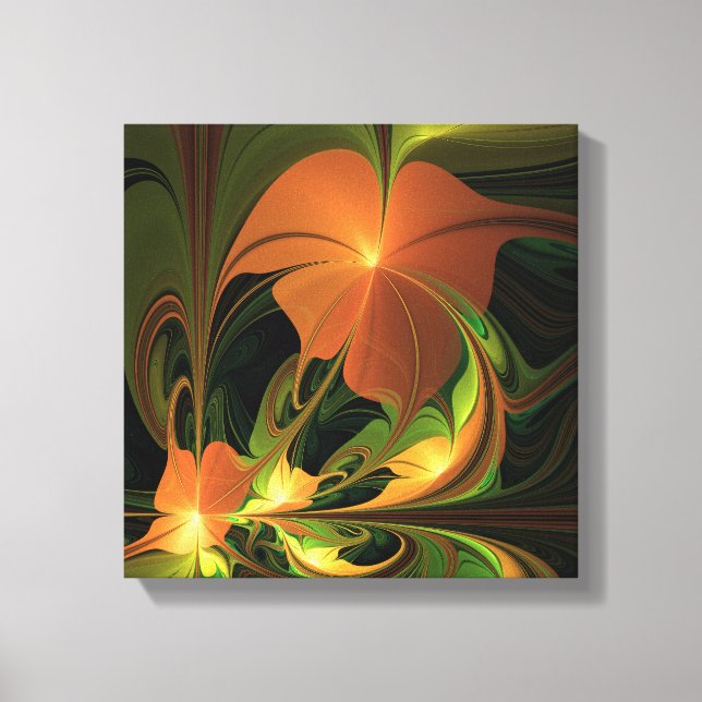 Fantasy Plant Abstract Green Rust Brown Fractal Canvas Print (Front)