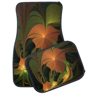 Fantasy Plant Abstract Green Rust Brown Fractal Car Floor Mat