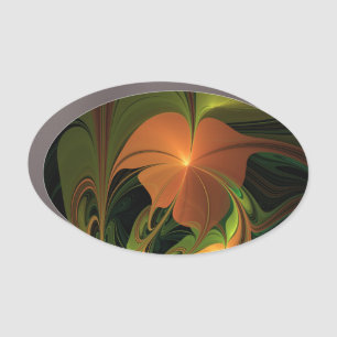 Fantasy Plant Abstract Green Rust Brown Fractal Car Magnet