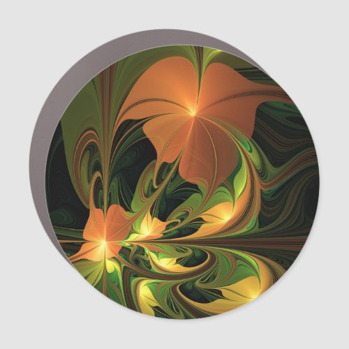 Fantasy Plant Abstract Green Rust Brown Fractal Car Magnet