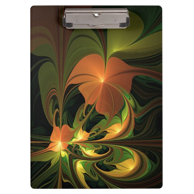 Fantasy Plant Abstract Green Rust Brown Fractal Clipboard (Front)