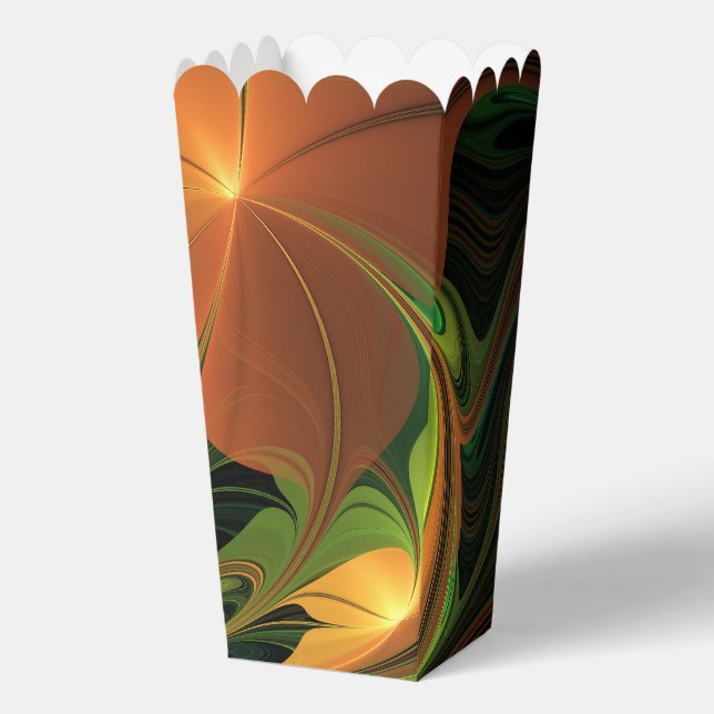 Fantasy Plant Abstract Green Rust Brown Fractal Favor Boxes (Front)