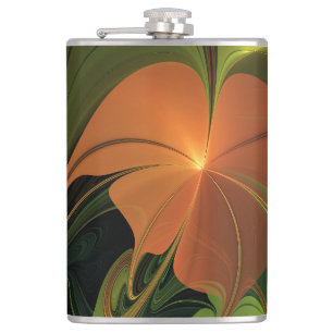 Fantasy Plant Abstract Green Rust Brown Fractal Flask