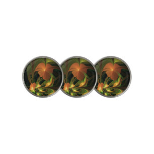 Fantasy Plant Abstract Green Rust Brown Fractal Golf Ball Marker