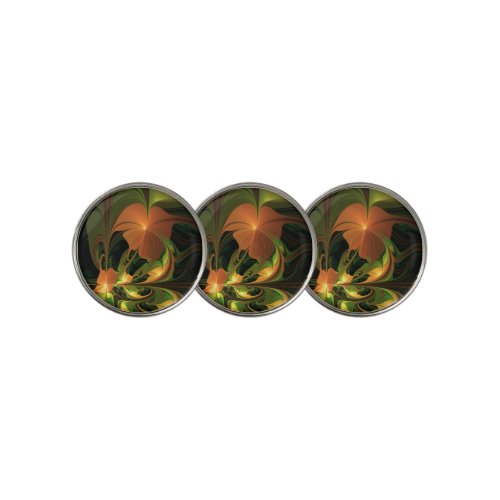 Fantasy Plant Abstract Green Rust Brown Fractal Golf Ball Marker