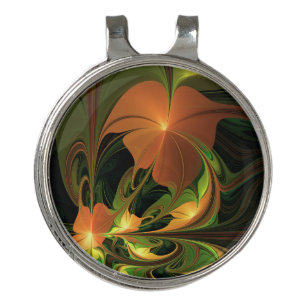 Fantasy Plant Abstract Green Rust Brown Fractal Golf Hat Clip