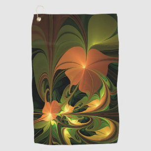 Fantasy Plant Abstract Green Rust Brown Fractal Golf Towel
