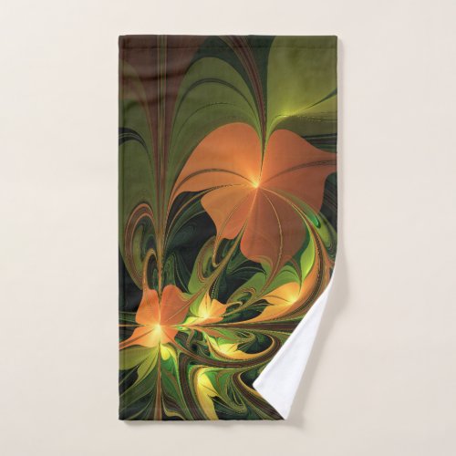 Fantasy Plant Abstract Green Rust Brown Fractal Hand Towel